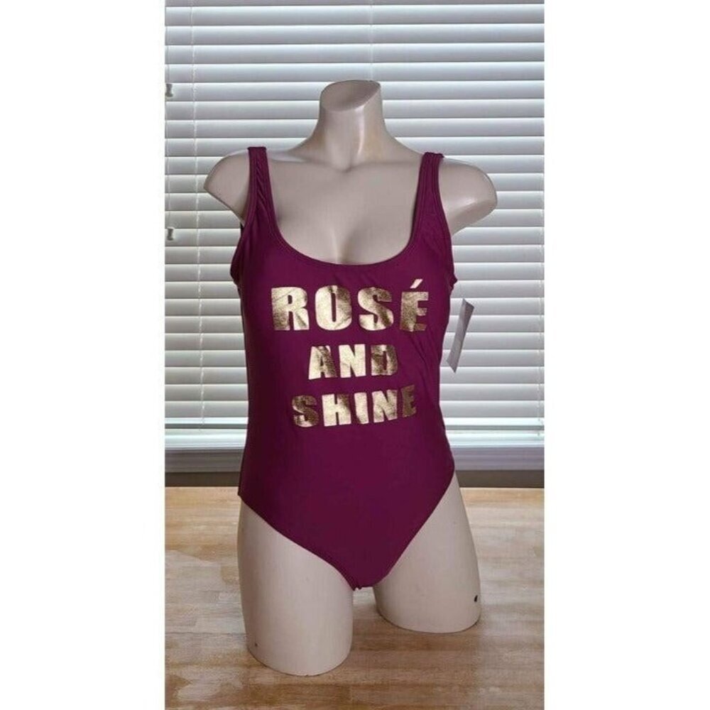 New California Sunshine Rose and Shine One-Piece Wine Swimwear Large
